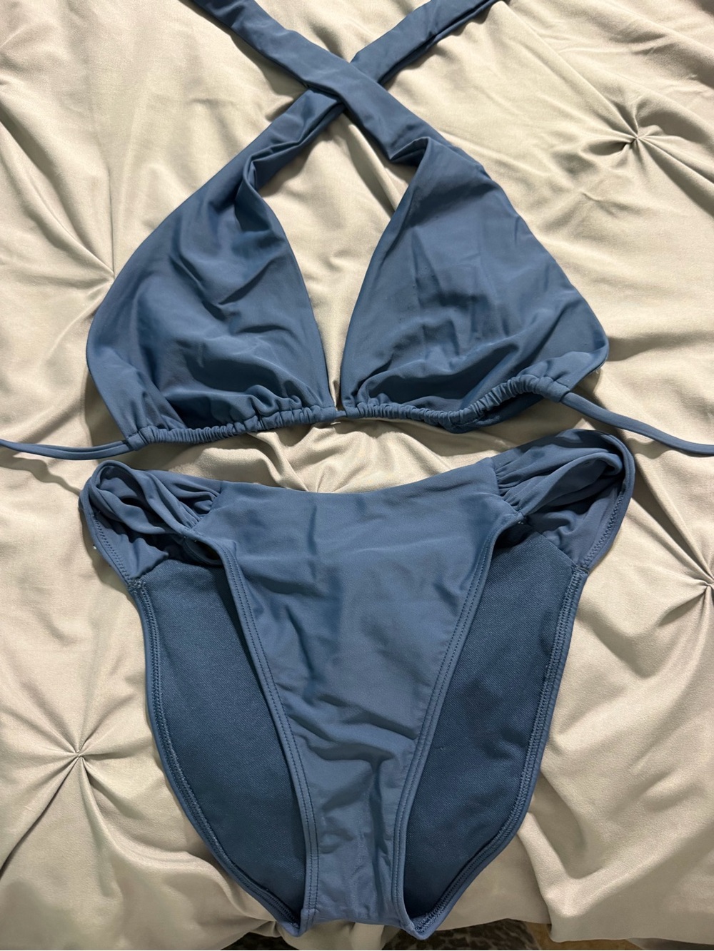 CRISS CROSS Abercrombie & Fitch Slate Blue Bikini Top
